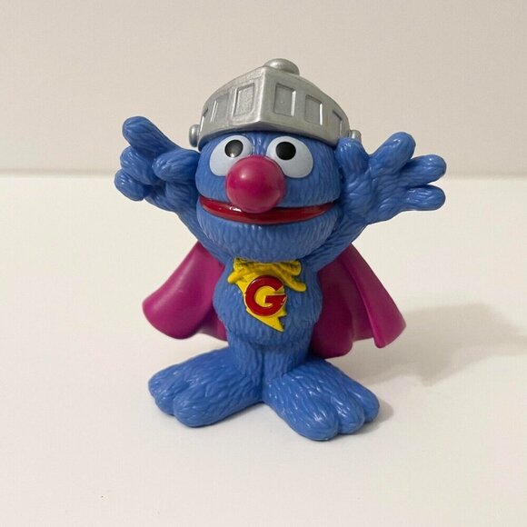 2010 Super Grover Sesame Street Workshop 3 Inch Figure Cake Topper Hasbro PVC - Picture 9 of 11